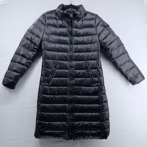 Long Quilted Puffer Coat - Black
